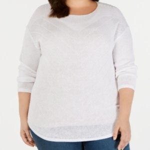 I.n.c. Plus Size Pointelle Crewneck Sweater